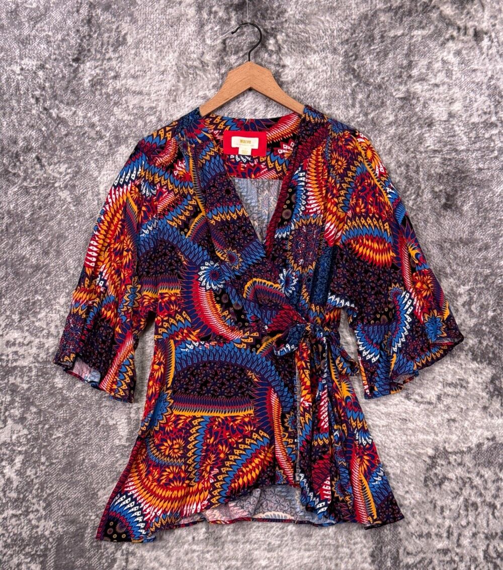 Anthropologie Top Small Womens Maeve Wrap Blouse Print Pattern